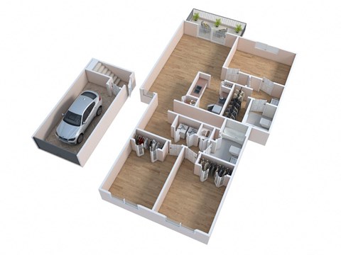 Floor plan for 3 beds, 2 baths, 1564 sqft